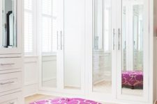 19 mirrored closet doors reflect the light and fill the space with it