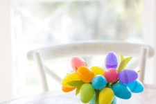 DIY Easter bouquet of colorful plastic eggs