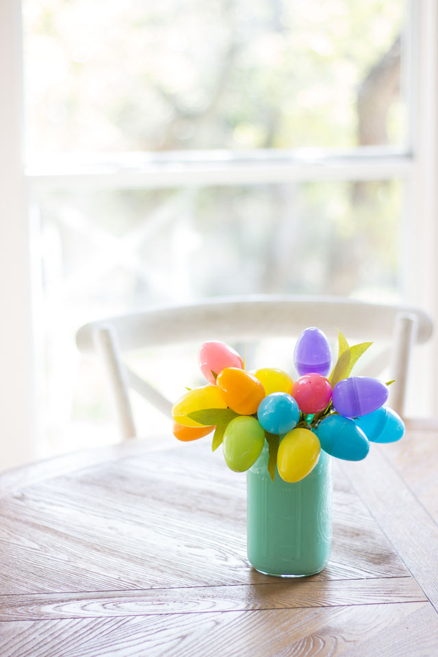 DIY Easter bouquet of colorful plastic eggs (via www.designimprovised.com)