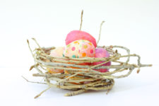 DIY Easter nest with colorful eggs