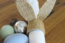 DIY burlap bunny ears napkin rings