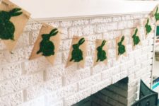 DIY moss bunny burlap spring banner
