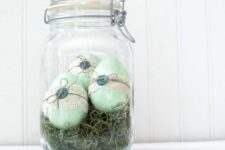 DIY lace and button Easter eggs