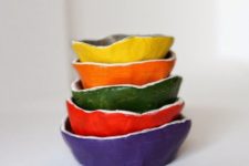 DIY colorful air dry clay jewelry dishes
