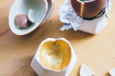 DIY faceted gold foil egg cups