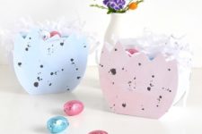 DIY speckled eggshell Easter baskets