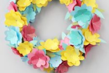 DIY spring paper flower wreath