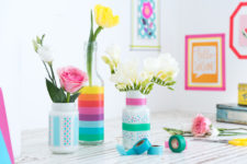 DIY washi tape vase decor for spring
