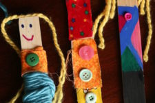 DIY paint stick dolls with yarn