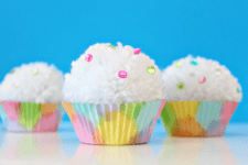 DIY pompom cupcakes with rhinestones