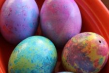 food coloring, water and vinegar are great to marble the eggs