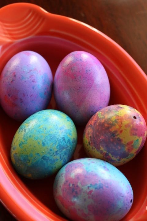 food coloring, water and vinegar are great to marble the eggs