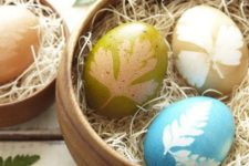 nature-inspired prints on all-natural dyed eggs