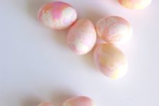 soft pink and peachy marbled Easter eggs