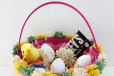 DIY colorful pompom Easter baskets