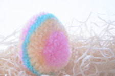 DIY colorful and patterned pompom Easter eggs