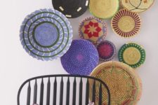 04 enliven your entyway with colorful wall baskets