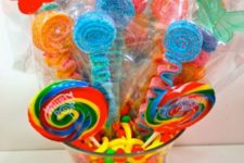 10 colorful sprinkles, candies and pops centerpiece