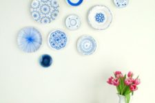 18 handpainted Japanese ceramics inspired plates for a living room