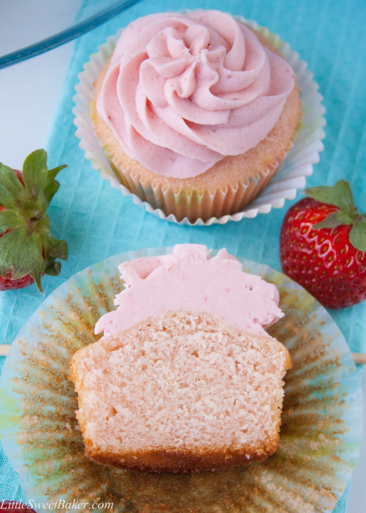 DIY pink velvet cupcakes with strawberry buttercream