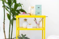 DIY bold neon yellow bar cart