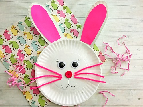 DIY paper plate bunny Easter craft for kids