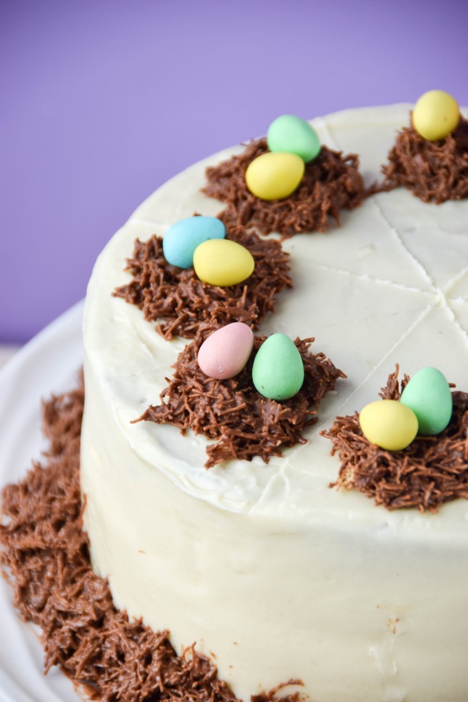 DIY Easter carrot cake with chocolate bird nests