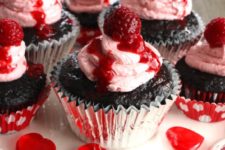 DIY chocolate raspberry filled cupcakes