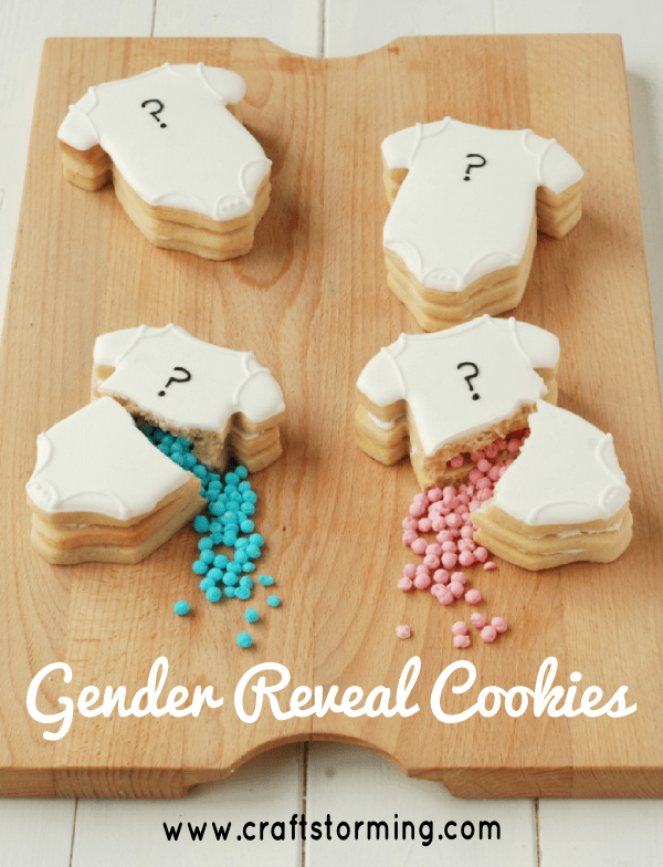 DIY onesie baby gender reveal cookies (via https:)