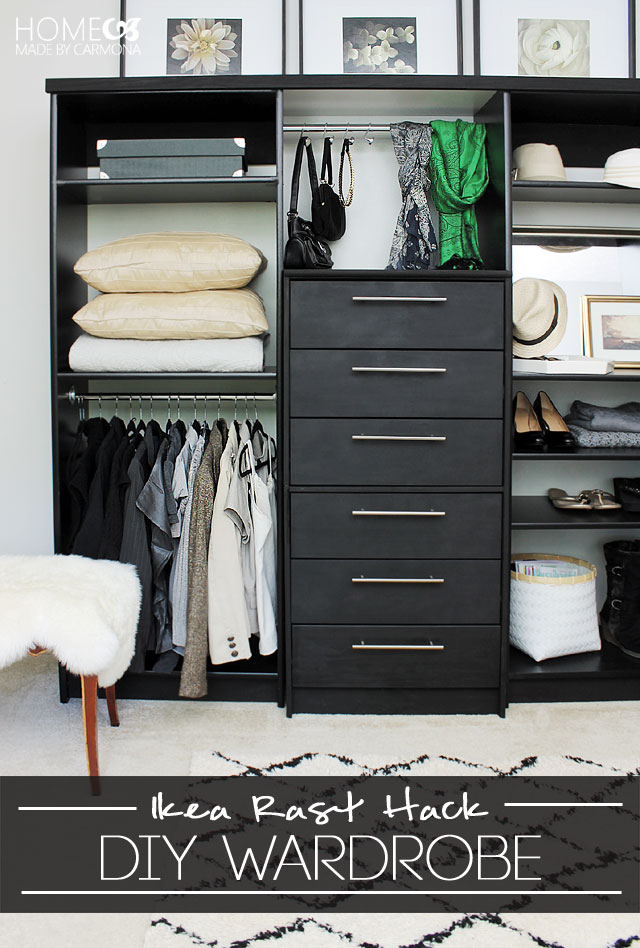 DIY Ikea Pax wardrobe and Rast dressers into a wardrobe