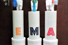 DIY PVC pipe toothbrush holders