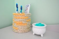 DIY twine and rope toothbrush holder
