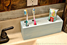 DIY toothbrush holder from an old box