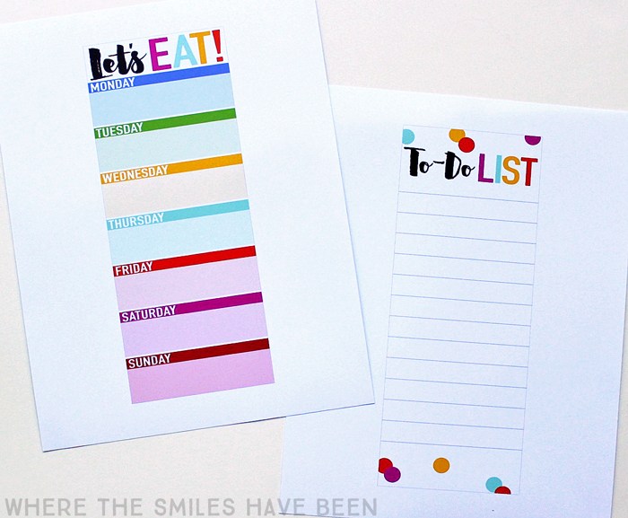DIY laminated meal planner