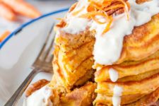 DIY carrot pancakes with cream cheese maple syrup