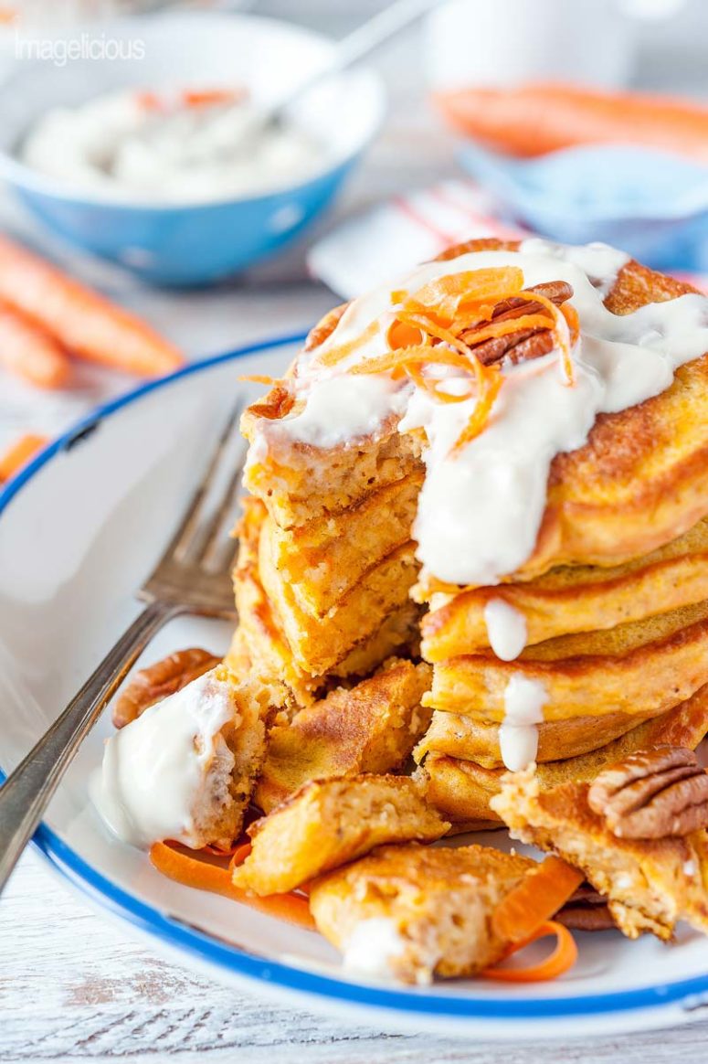 DIY carrot pancakes with cream cheese maple syrup (via www.imagelicious.com)