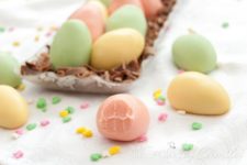 DIY condensed milk truffles shaped as Easter eggs