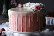 DIY vegan vanilla cake with strawberry buttercream