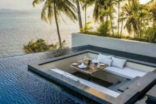 02 a conversation pit sunken in an infinity edge pool is really a unique and gorgeous idea