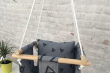03 a comfy fabric and wooden stick baby swing with a pillow