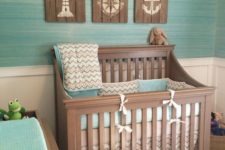06 wooden signs with nautical prints for a seaside nursery