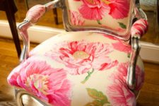 08 vintage chair with armrests and large scale pink flowers