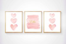 09 a trio of pastel artworks with hearts and the name of the baby