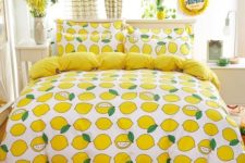 09 all-lemon print bedding and sunny yellow lining