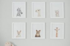 09 baby animal prints in same white frames look cute and are easy to DIY
