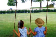 09 double wooden and rope swing is ideal for several children