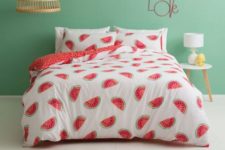 12 cute watermelon bedding set with a red printed pillow
