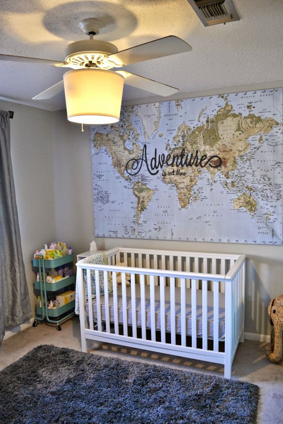 map decor in a nursery