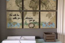 13 vintage worl map is a gorgeous idea for a travel-themed nursery