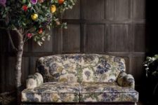 14 vintage moody blue flower print sofa